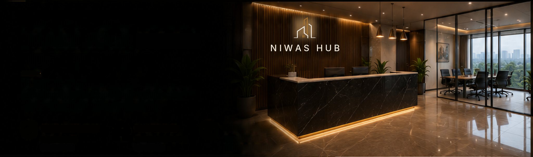 Reception area of a Niwas Hub private office